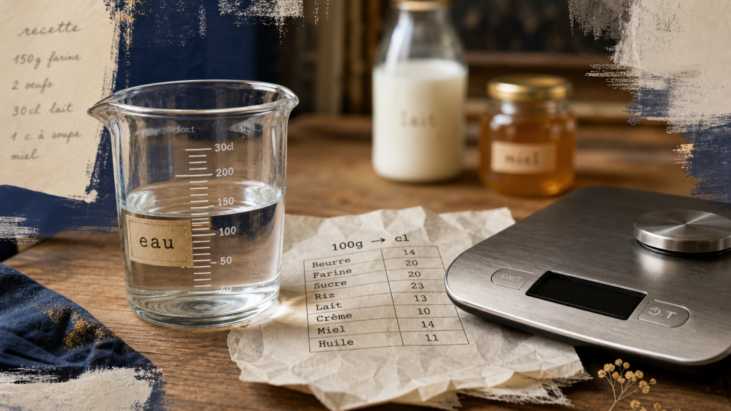 100g en centilitre : mesurer la densité pour vos recettes