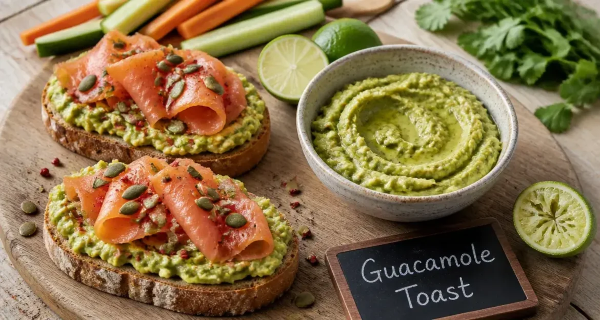Avec quoi manger le guacamole : guacamole toast au citron vert et saumon fumé