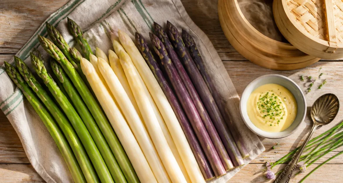 Cuisson asperges cocotte minute vapeur sur table