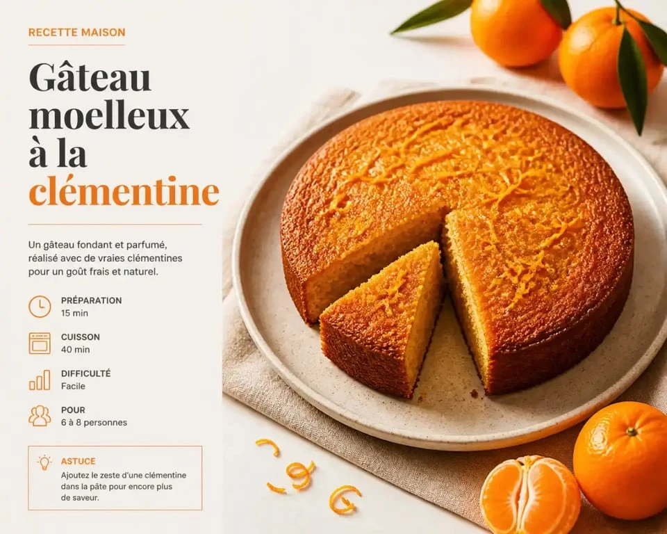 Gâteau à la clémentine moelleux et savoureux, recette facile et rapide