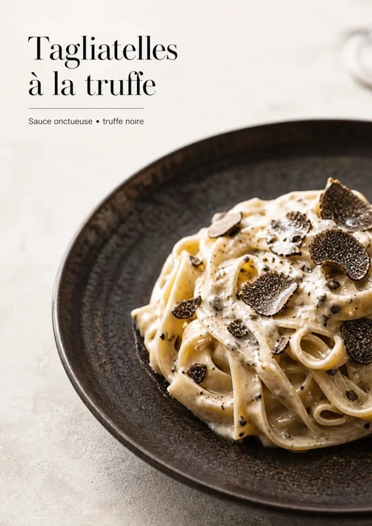 Sauce à la truffe maison nappant des tagliatelles fraîches pour un plat gastronomique