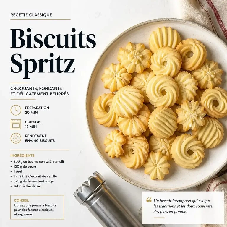 Recette spritz gâteau facile, biscuits sablés en forme de zigzag sur une assiette.