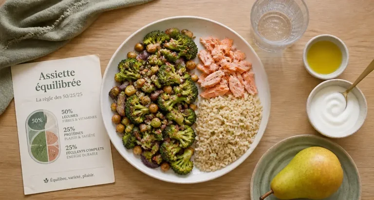 12 idées de repas équilibrés : le ratio 50/25/25 pour varier vos menus sans effort Idées repas équilibré ratio 50/25/25 : légumes, protéines, féculent complet