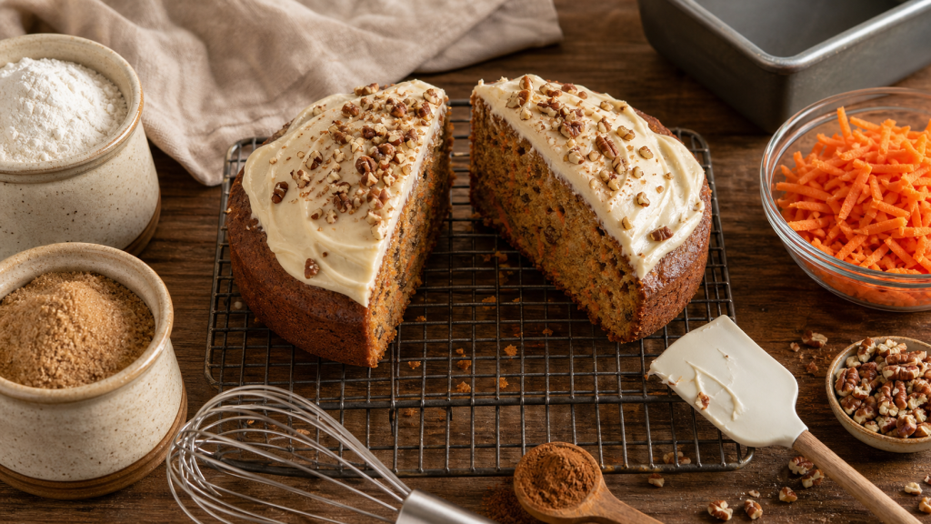 Recette gâteau carotte facile : gâteau moelleux aux épices}}