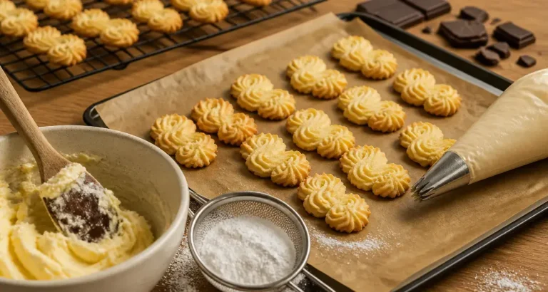 Recette spritz gâteau facile : biscuits sablés zigzag, poche à douille et beurre pommade