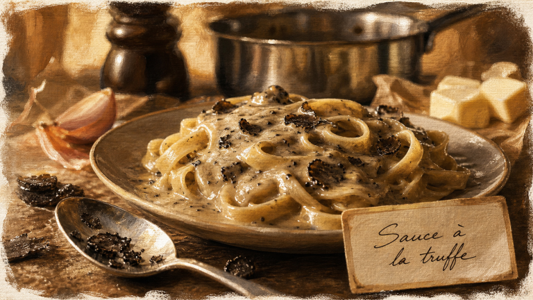 Sauce à la truffe maison onctueuse sur tagliatelles