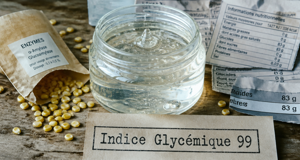 sirop de glucose sante sur table avec indice glycémique