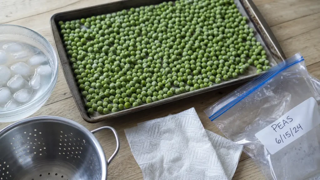Congeler petit pois frais : petits pois verts avant/après blanchiment