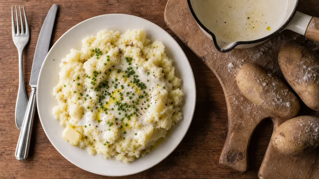 ecrase de pomme de terre rustique et souple à la crème