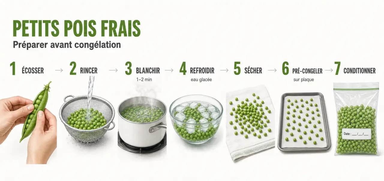 Congeler petit pois frais : étapes de préparation avant congélation