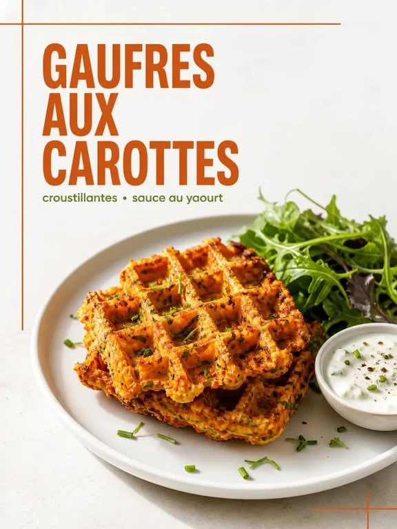 Gaufres aux carottes dorées et croustillantes servies avec salade verte