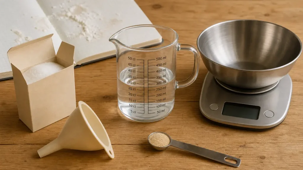 Equivalence cl en grammes : mesure 25 cl eau, sucre et farine
