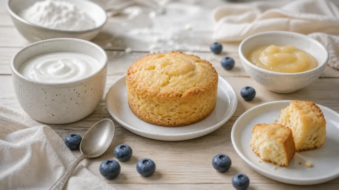 Miel avant 12 mois, 175°C et texture fondante : les repères d’un gâteau bébé réussi Gâteau bebe fondant au yaourt, myrtilles et pot de compote