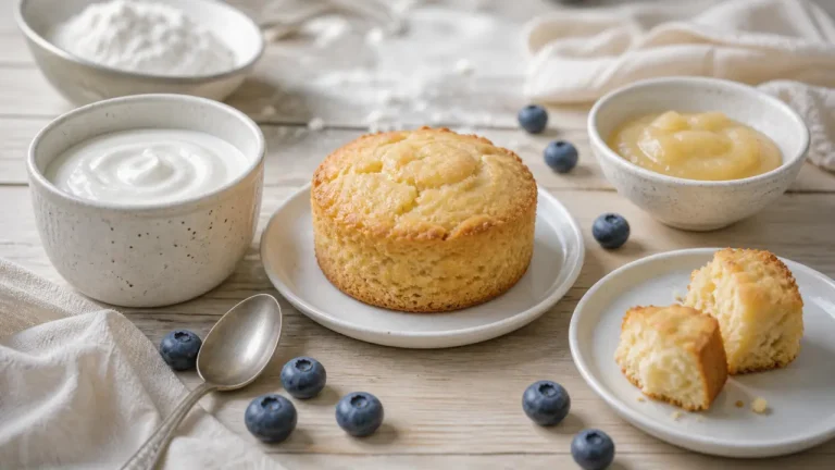 Gâteau bebe fondant au yaourt, myrtilles et pot de compote