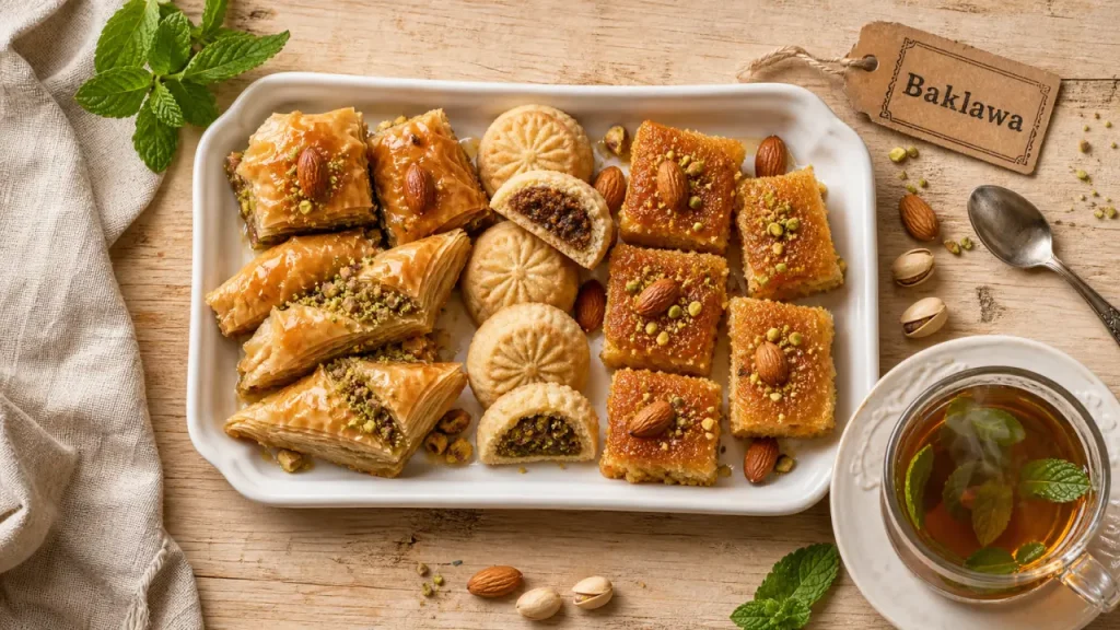 Gâteau oriental baklawa makrout basboussa