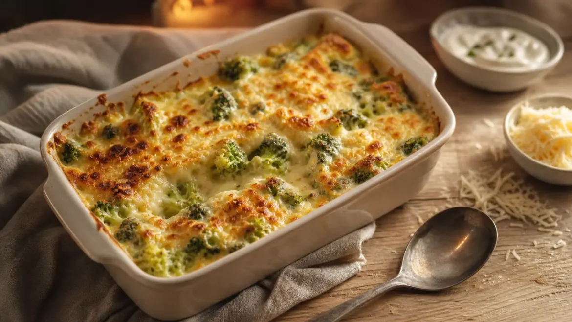 Gratin de brocolis sans bechamel : crème, œufs et fromage fondants