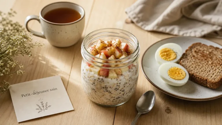 Petit-déjeuner équilibré : 4 éléments, 8 idées rapides et le piège du sucre à éviter Idées de petit-déjeuner équilibré : overnight oats, yaourt et œufs, sans sucre ajouté