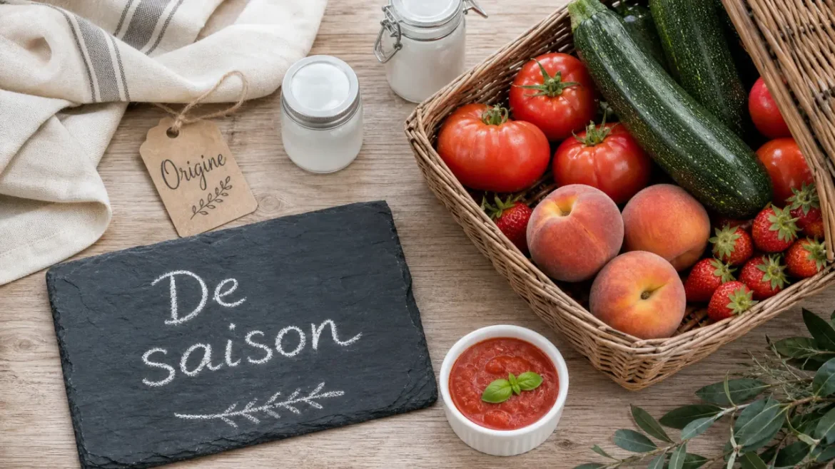 Manger de saison: pourquoi et comment — légumes et fruits frais sur table