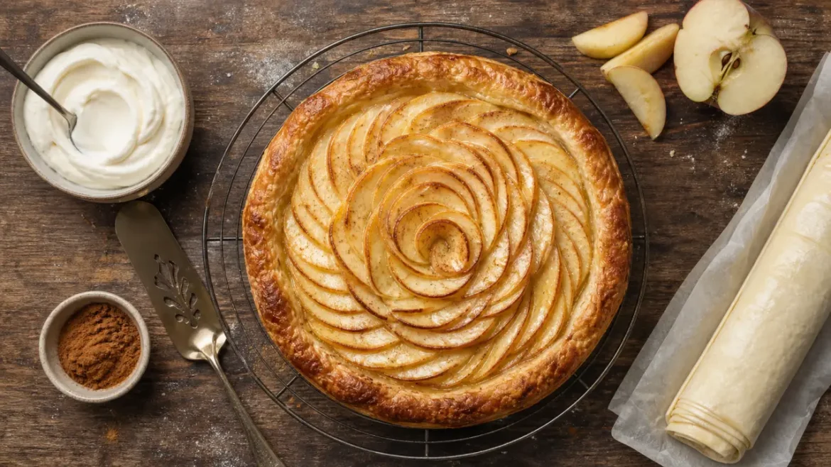 Gâteau feuilleté aux pommes, crème et cannelle : la recette facile en 15 minutes Recette gâteau avec pâte feuilletée facile aux pommes, crème et cannelle