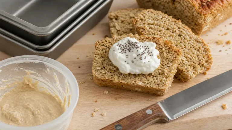 Pain aux flocons d’avoine sans farine : une recette qui se tient sans pétrissage Recette pain flocon d’avoine sans farine : pain sans farine, flocons d’avoine, skyr