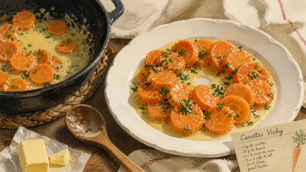 Carottes vichy recette : rondelles glacées au beurre, sauce réduite