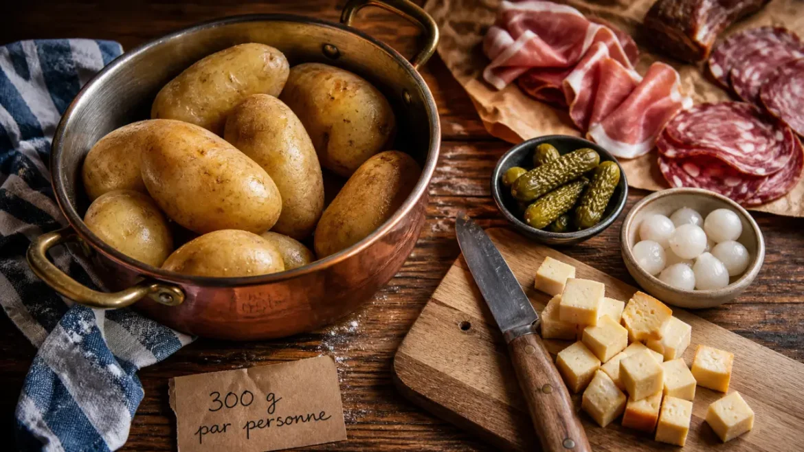 Raclette : 300 g de pommes de terre par personne, avec les bons ajustements selon les invités 300 g de pommes de terre par personne pour la raclette