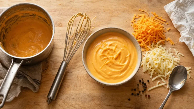 Sauce fromagère maison, 15 min et une texture lisse façon tacos Comment faire une sauce fromagère : texture lisse au cheddar