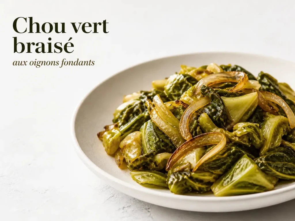 Comment cuire du choux vert : chou vert braisé aux oignons dans une assiette