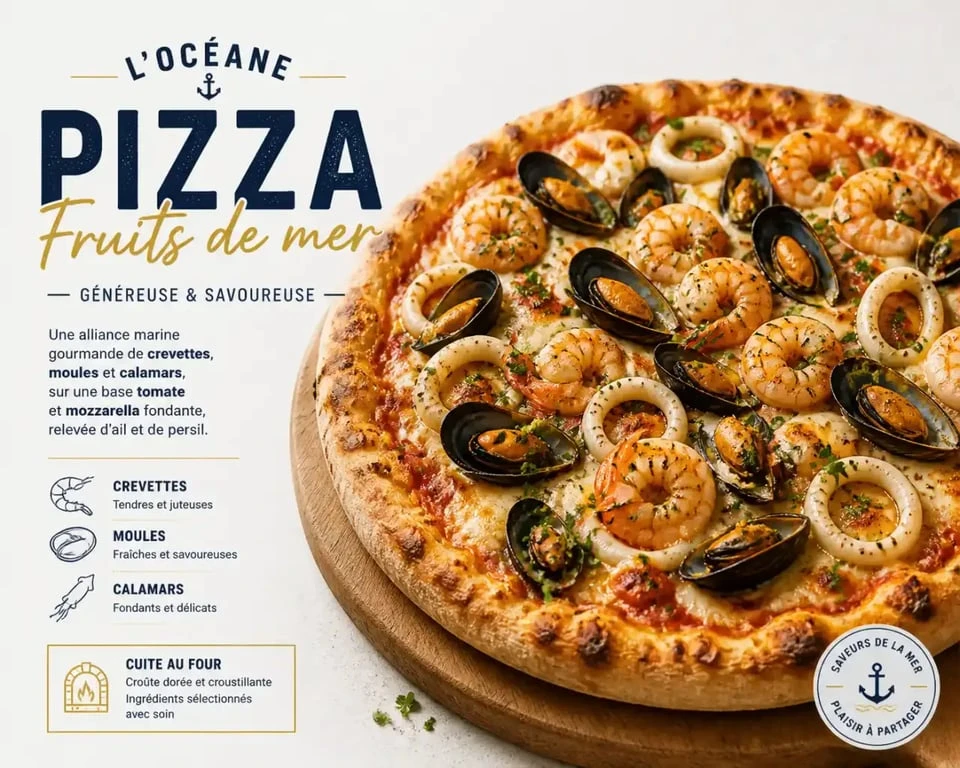 Recette pizza fruit de mer maison avec crevettes et calamars