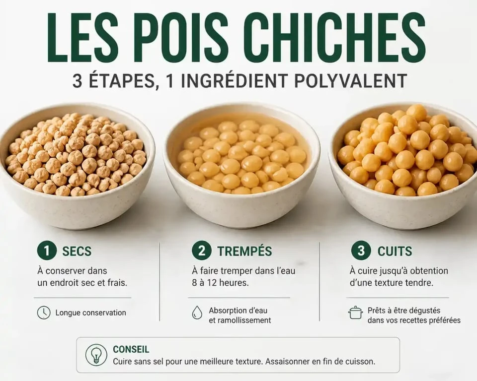 Préparation pois chiche : étapes du trempage à la cuisson