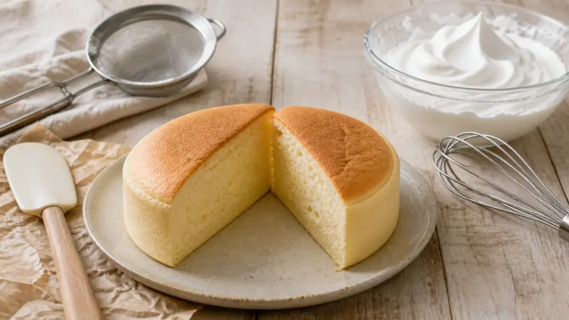 Fluffy cake japonais moelleux, bain-marie et blancs en neige