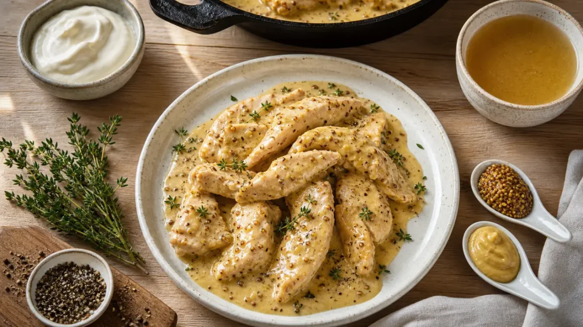 Recette d'aiguillettes de poulet : sauce crème-moutarde
