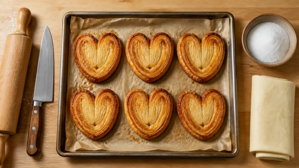 Recette palmier au sucre : palmiers croustillants à 180°C