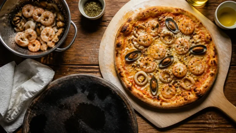 Recette pizza fruit de mer : pizza croustillante sans humidité, fruits de mer égouttés