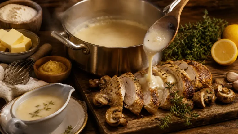Sauce accompagnement pour poulet au roux blanc nappante au poulet rôti