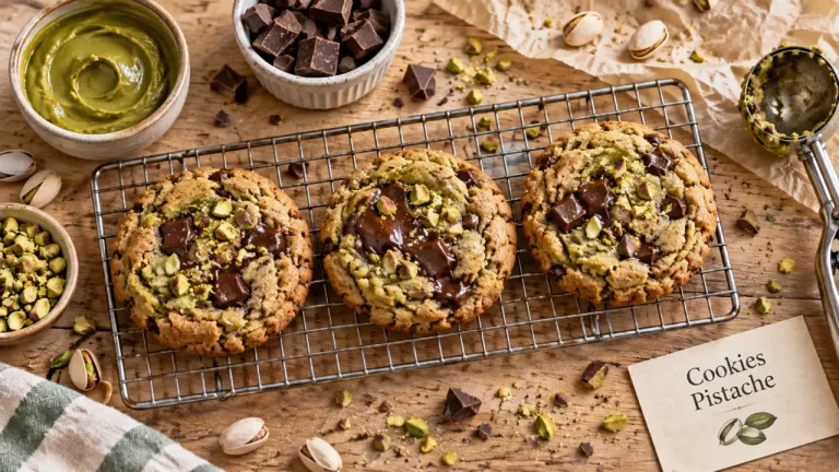 Cookies pistaches chewy au chocolat noir et éclats de pistache