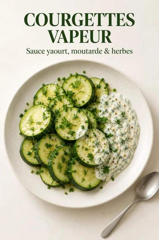 Courgettes vapeur avec sauce au yaourt et aux herbes