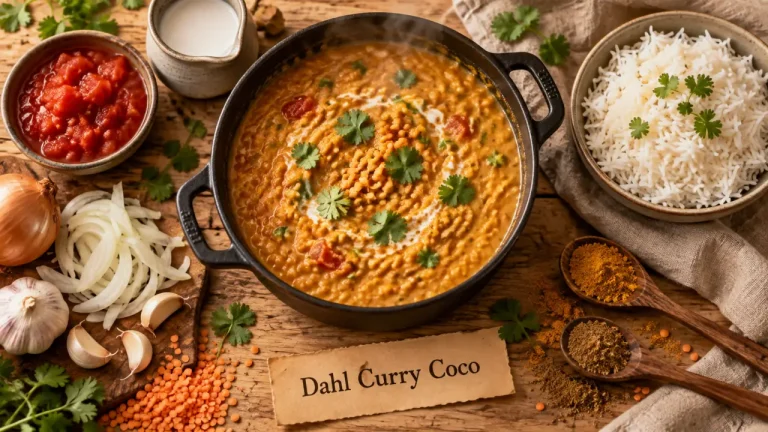 Lentilles corail recette simple : dahl crémeux 15 minutes, vue du dessus