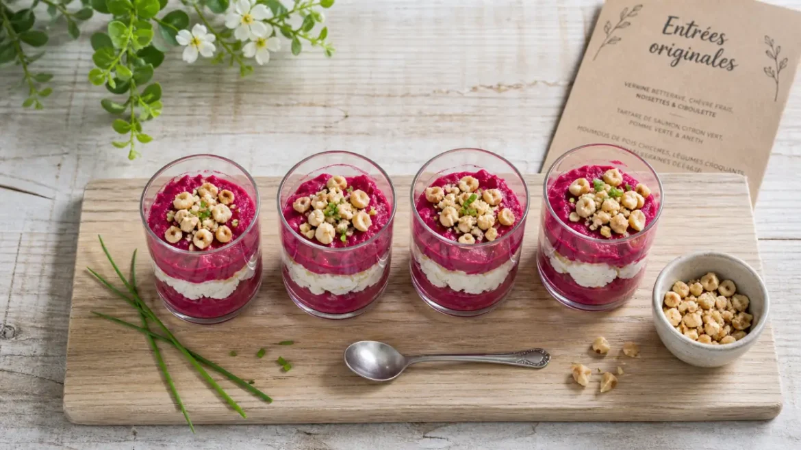 Recettes entrées simples et originales : verrines betterave chèvre