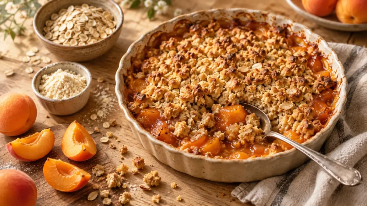 Crumble aux abricots : des fruits fondants et une pâte croustillante en 30 minutes Crumble aux abricots doré et croustillant