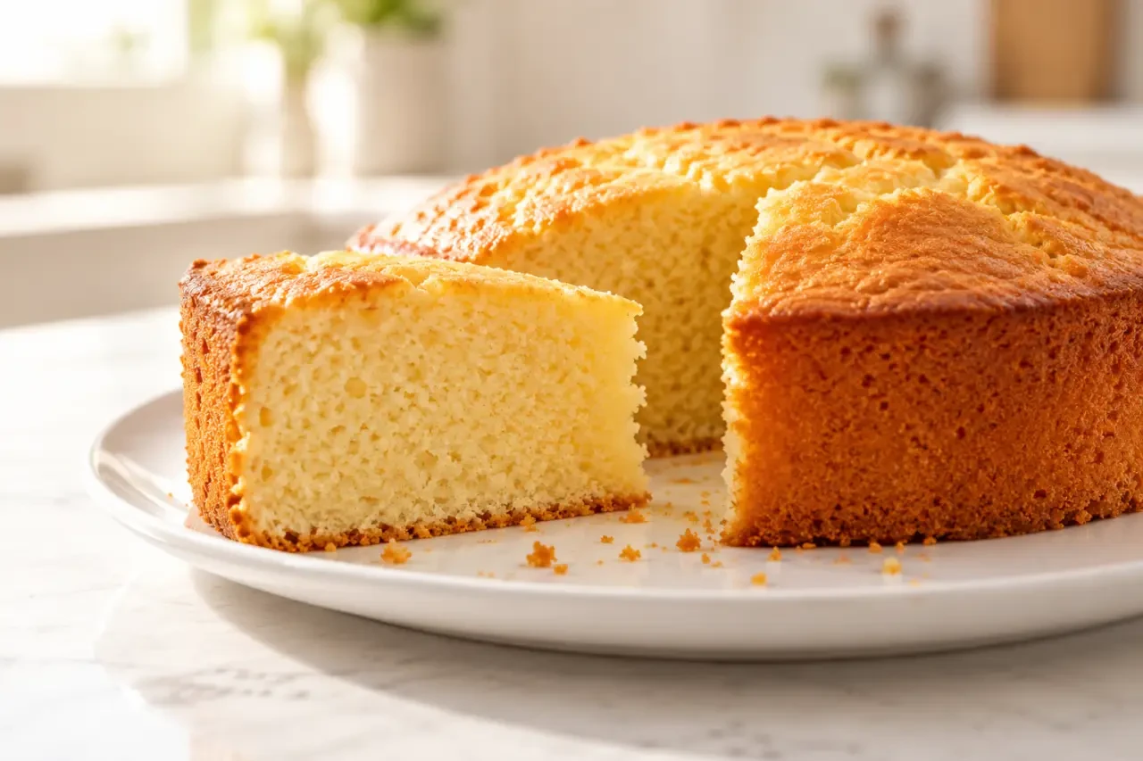 Gâteaux au nature maison moelleux sur une assiette blanche