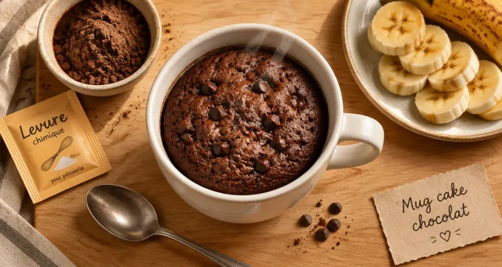 Goûter fait maison rapide : mug cake chocolat prêt en 3 minutes