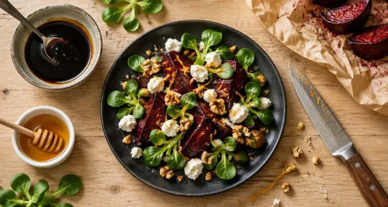 Recette des betteraves rouges rôties avec chèvre et noix