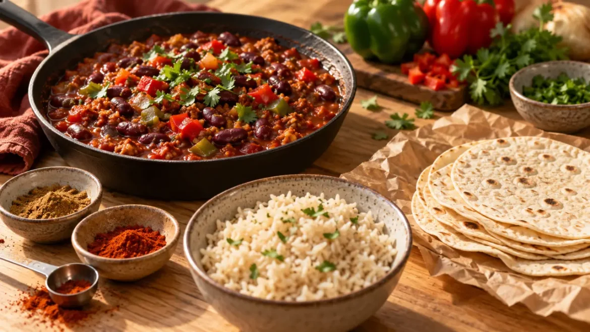 Recettes vegetariennes faciles : chili sin carne, haricots rouges et poivron