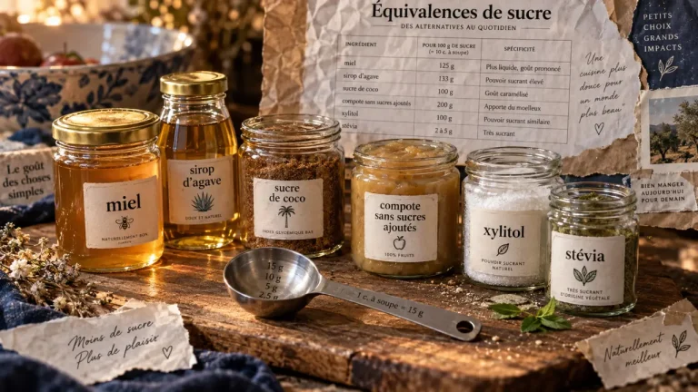 Remplacer sucre : sirops naturels (miel, agave, stevia) pour le dosage