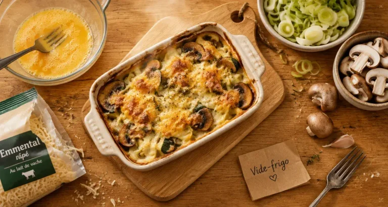 Reste frigo recette : le gratin de légumes prêt en 20 minutes Reste frigo recette : gratin de légumes aux poireau champignons courgette