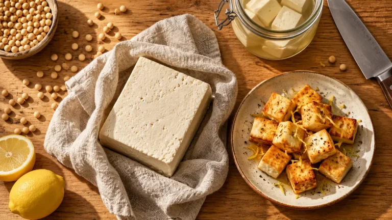 Tofu définition, fromage de soja : cubes citron caramélisés
